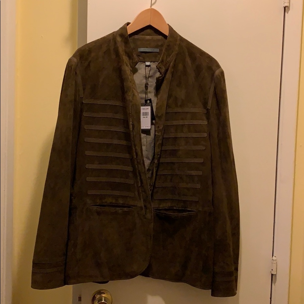 John Varvatos hook leather jacket in soil